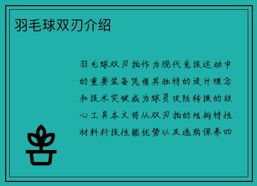 羽毛球双刃介绍