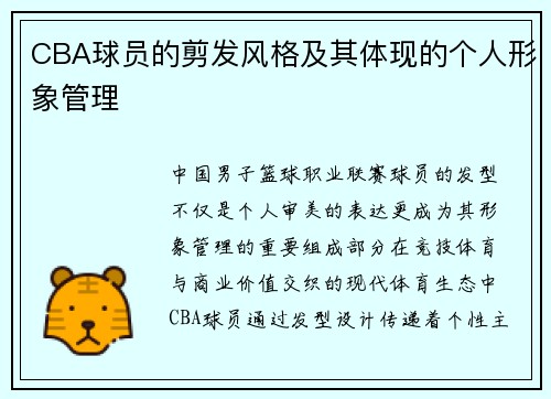 CBA球员的剪发风格及其体现的个人形象管理